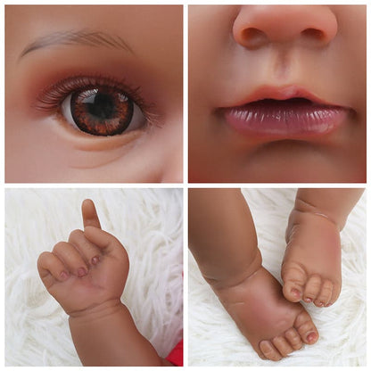 For the realistic baby doll, choose Kaydora baby doll_ Nala. With lifelike african american skin, hand-rooted hair and eyelashes, and hand-painted skin, many people see her as a real human girl. She can accompany your family all the time.