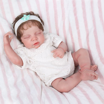 Kaydora White Lace Ruffle Romper 19'' Realistic Baby Doll - Leila