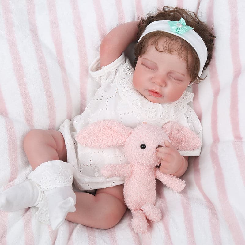 Kaydora White Lace Ruffle Romper 19'' Realistic Baby Doll - Leila