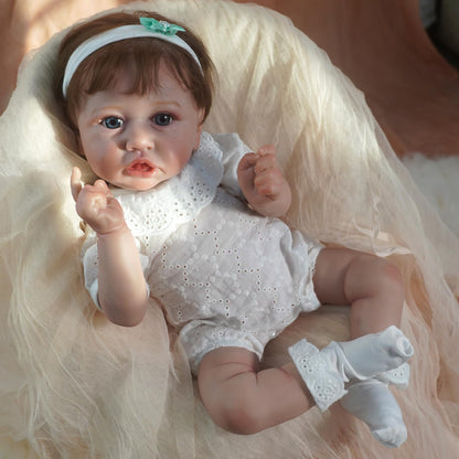 Kaydora White Flower Romper 20'' Realistic Baby Doll - Saskia
