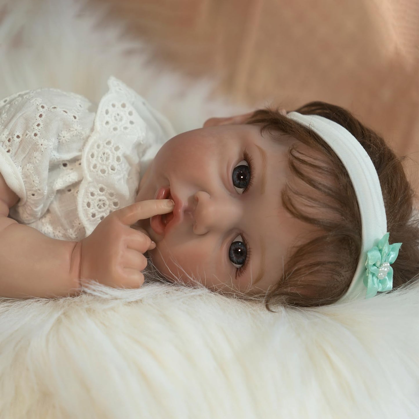 Kaydora White Flower Romper 20'' Realistic Baby Doll - Saskia