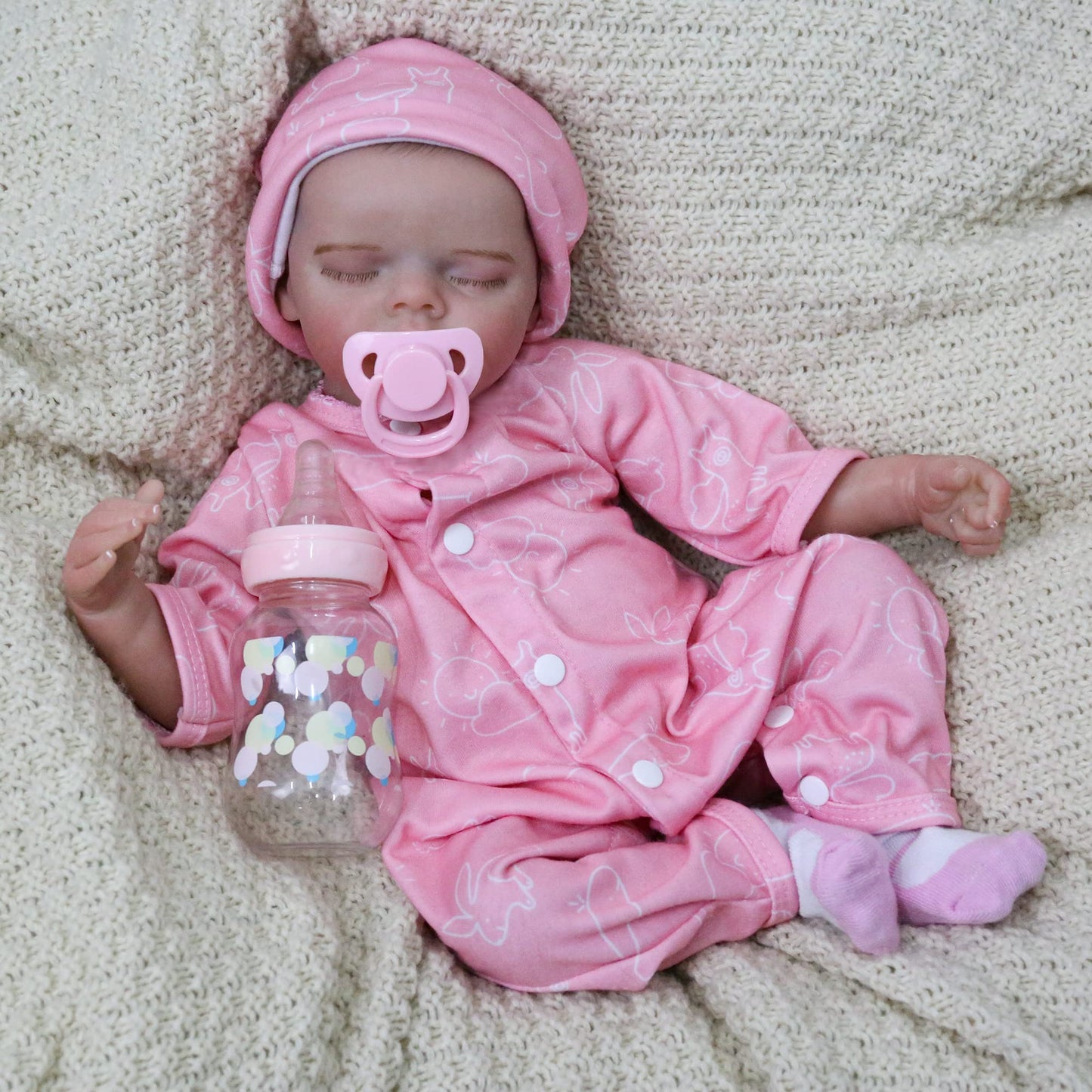 Kaydora Pink Rabbit Romper Set 18'' Realistic Baby Doll - Lily